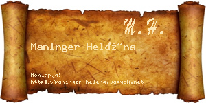 Maninger Heléna névjegykártya